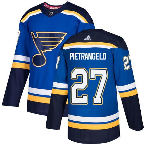 Adidas Blues #27 Alex Pietrangelo Blue Home Authentic Stitched NHL Jersey